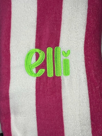 Girl's Pink/White Striped Beach Towel
