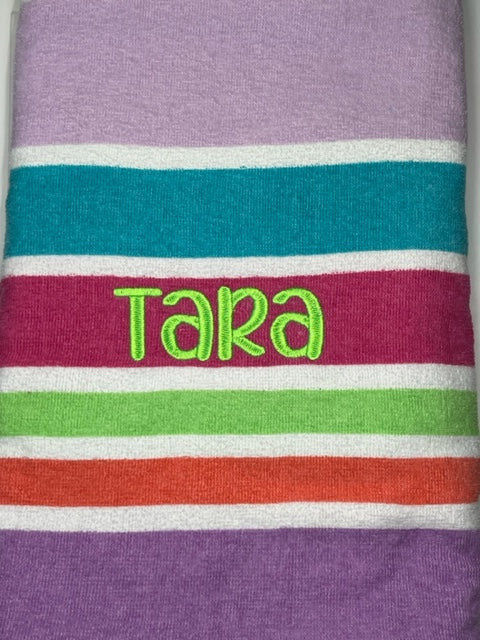 Girl's Multi-Color Striped Beach Towel