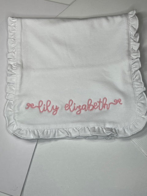 Girl's Bow Ribbon Ruffled Burp Cloth