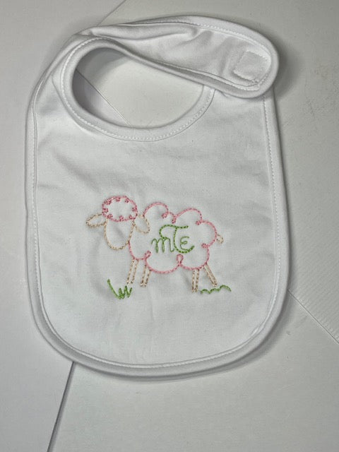 Girl's Little Lamb Flat Bib