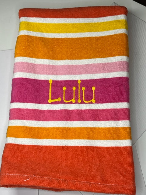 Girl's Pink/Orange Striped Beach Towel