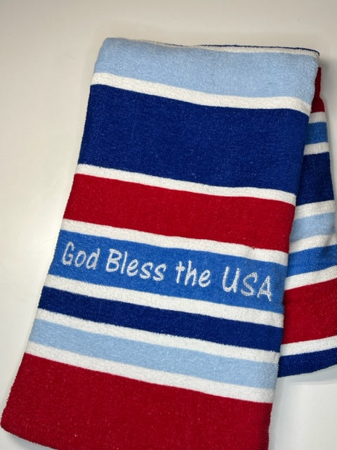 Boy's Red/White/Blue Striped Beach Towel